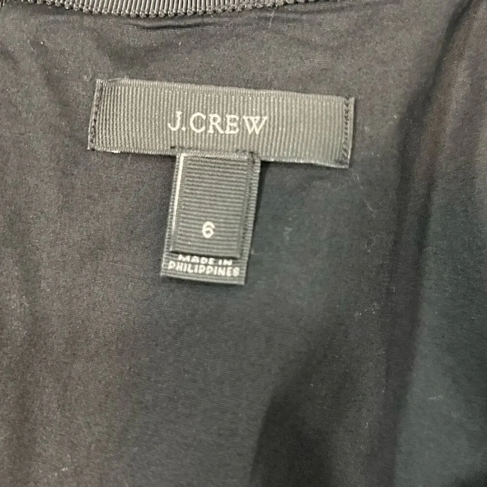 J.Crew Irish Linen Sheath Dress Black Draped Knot Work Cocktail Size 6